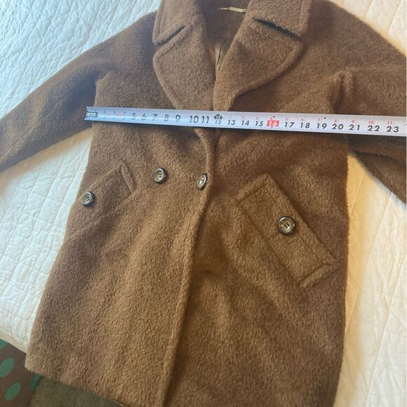 Trina Turk Nancy Double Breasted Peacoat Alpaca Wool Brown Oversized Coat - Picture 7 of 10